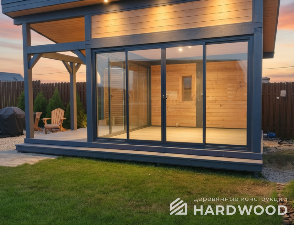 Серая беседка для дачи из дерева №101 - фото 2298