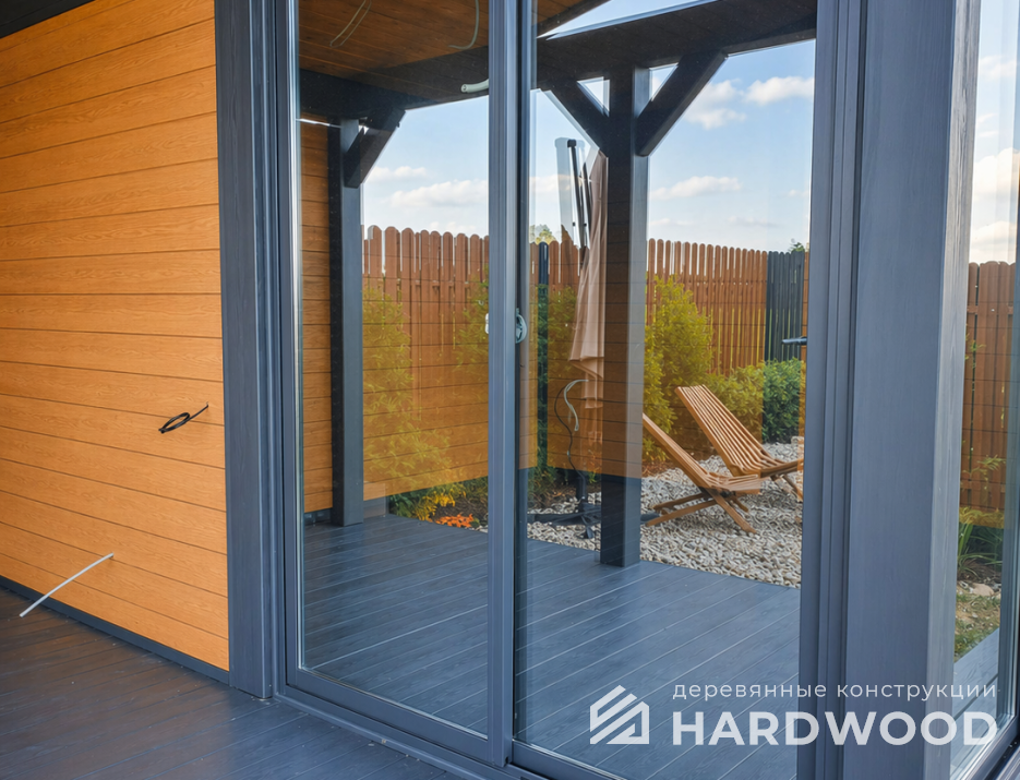 Серая беседка для дачи из дерева №101 - фото 2301